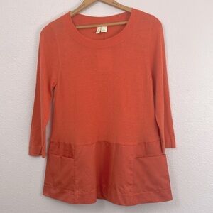 NWT Moth Anthropologie Orange Wool Blend Tunic Top with Pockets size M